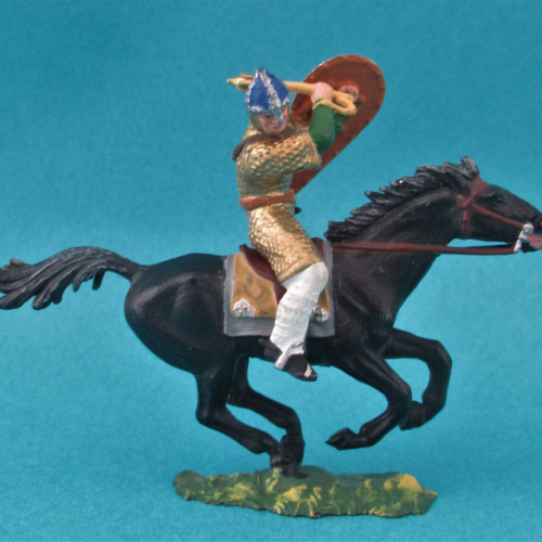 8870 4 Cavalier normand frappant avec masse d'armes et bouclier oblong sur cheval 2 (III A).
